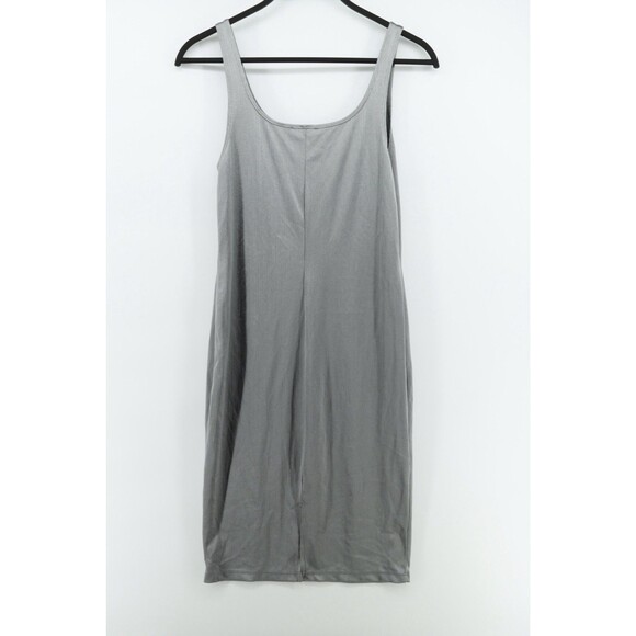 Zara Trafaluc Bodycon Tank Dress M Midi Back Slit Fitted Stretch Scoop Neck - Picture 2 of 5